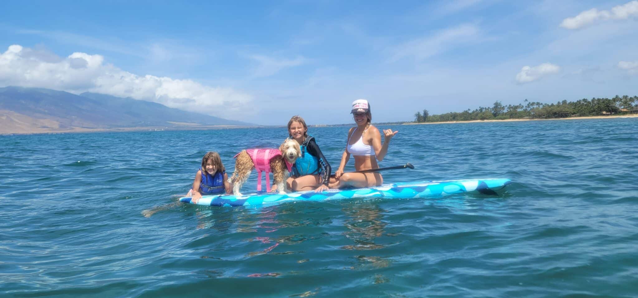 Family paddle boarding