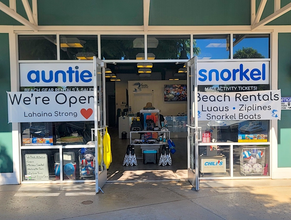 Auntie Snorkel Lahaina is open.