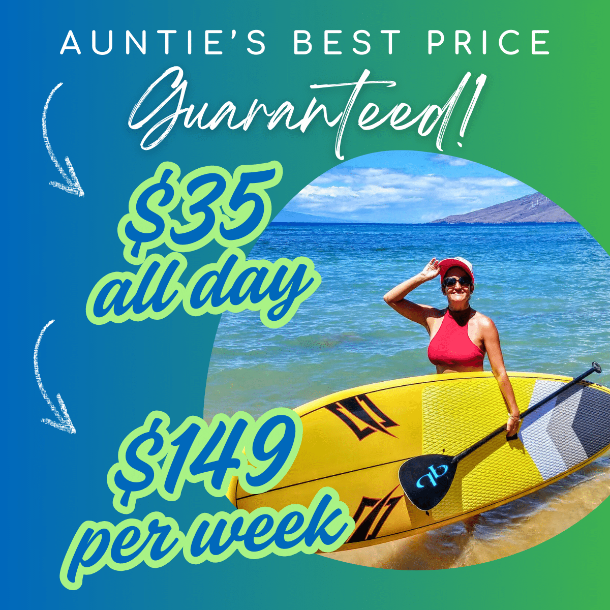 Aunties Best Price Guaranteed - Maui Stand Up Paddle Board Rentals at Auntie Snorkel