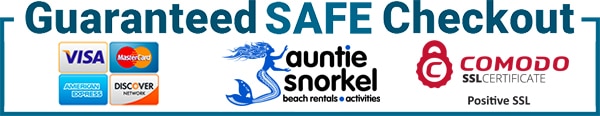 Guaranteed SAFE Checkout - Credit Debit Cards - Auntie Snorkel Beach Rental Activities - Comodo SSL Certificate Positive SSL