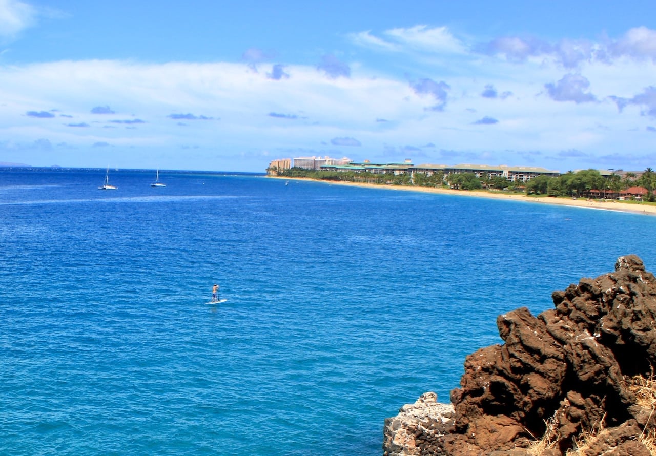 Paddleboarding at Kahekili Beach