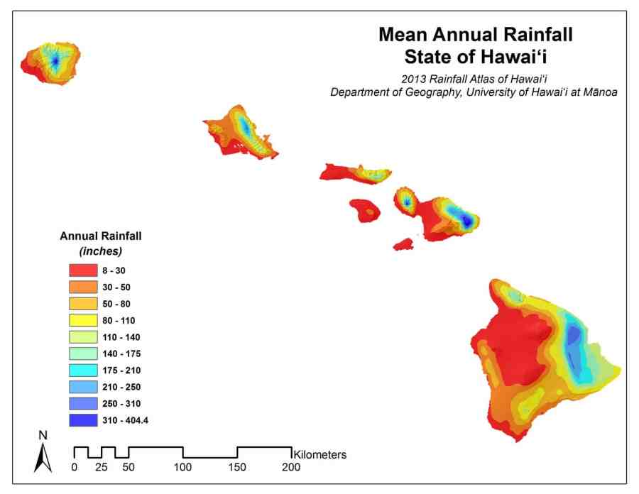 Mean Annual Rainfall for Hawaii